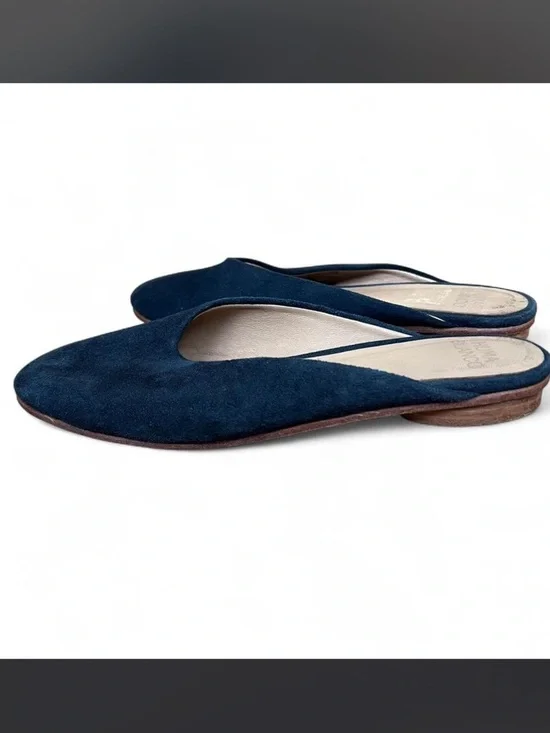 Huma Blanco Navy Blue Suede Mules - Picture 2 of 4